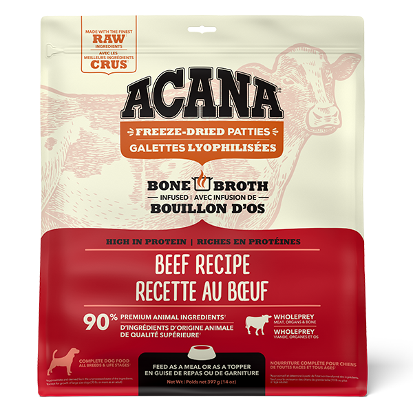 FSD649-71567 ACANA Dog Freeze-Dried Ranch Raised Beef Patties 397g