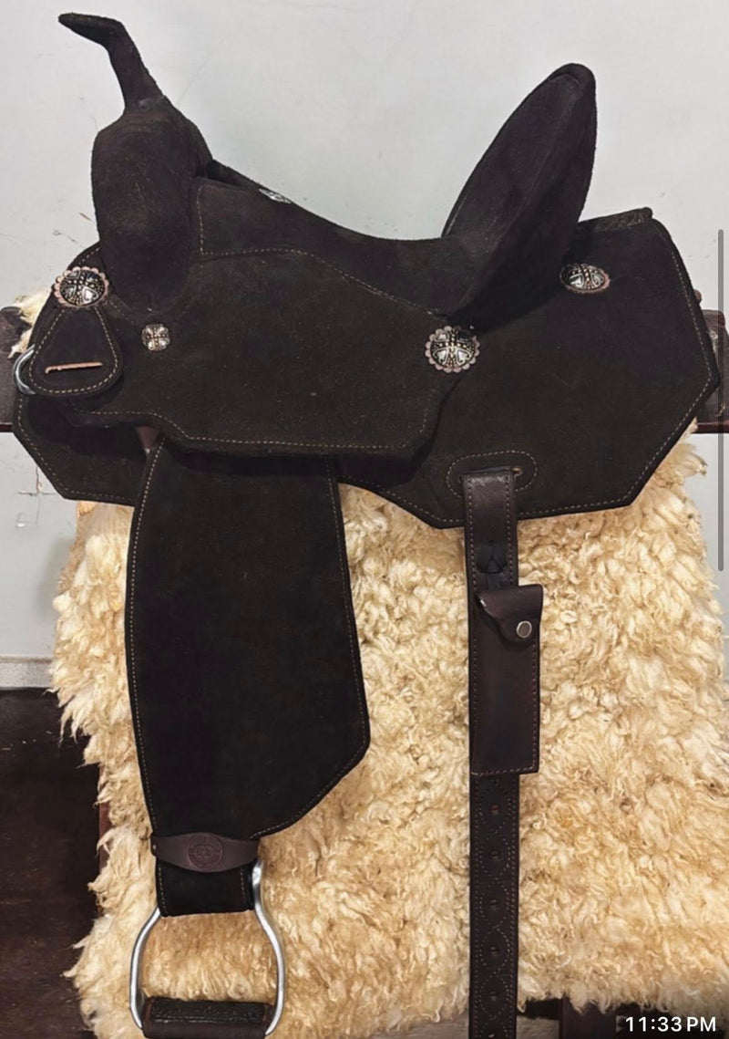 TK50061 Barrel Saddle 14" Full Roughout Coffee Colored