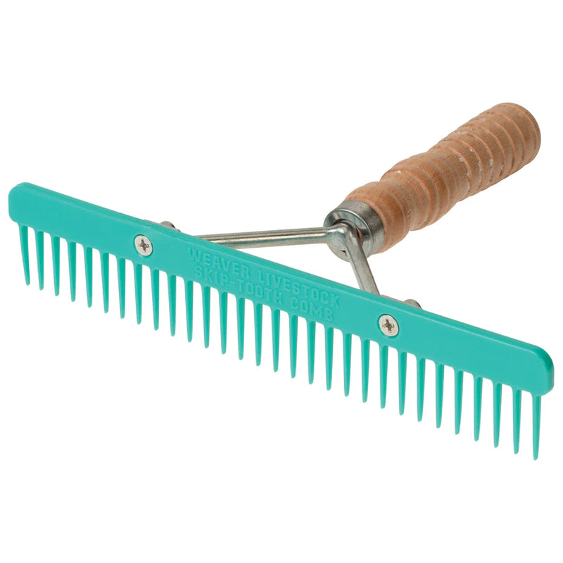 AC65277-88-550 Comb Skip Tooth w/ Wood Handle 9"-Aqua
