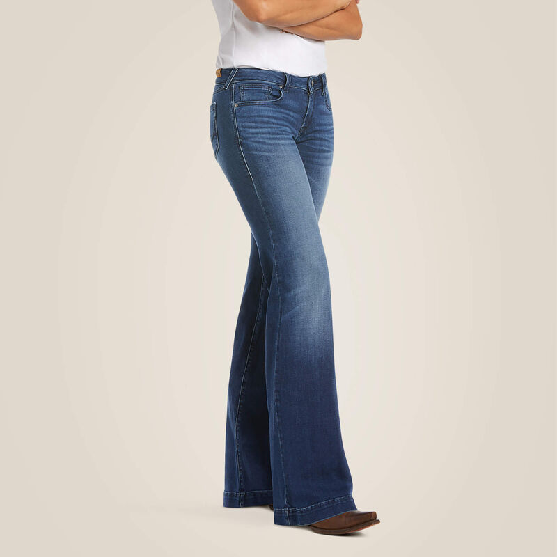 CL10027695 Ariat Ladies Jeans Trousers-Mid Rise Stretch Kelsea Wide Leg Jean