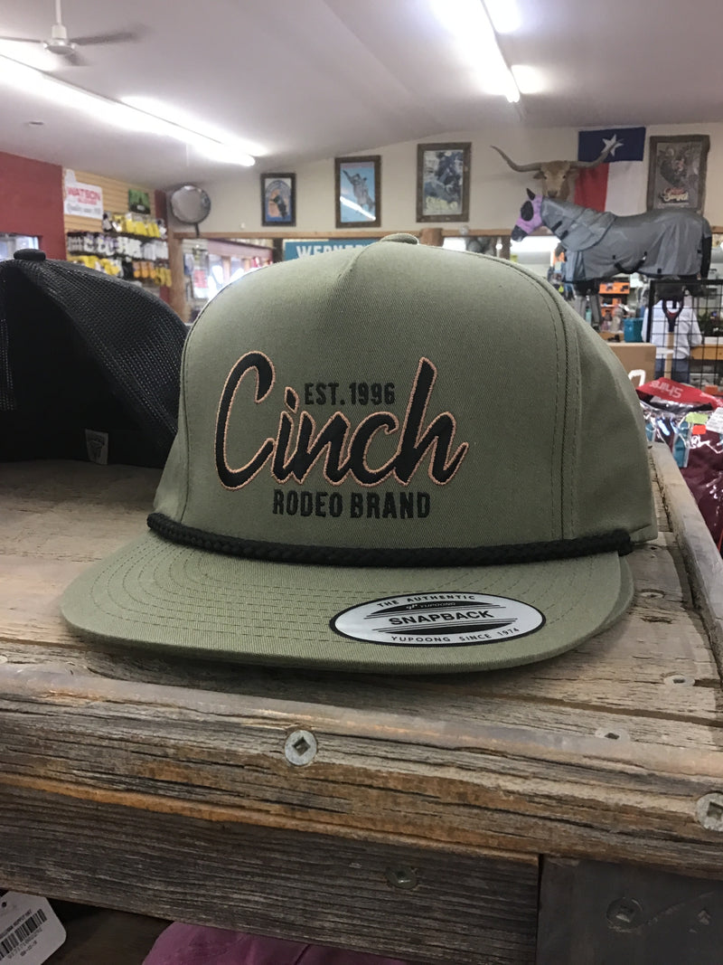 CLMCC0600209 Cinch Ball Cap Flat Brim w/ Rope- Olive