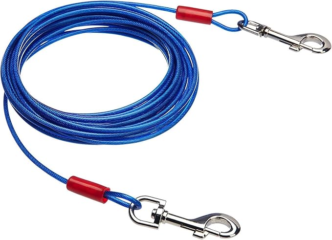 PSD1151-10006 Dog Tie Out Cable 20' Super Heavy Duty Snap for Small Dogs