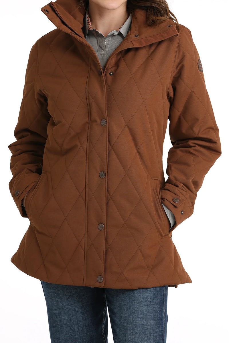 CLMAJ9903001-S-Brown Womens Cinch Barn Coat Lined