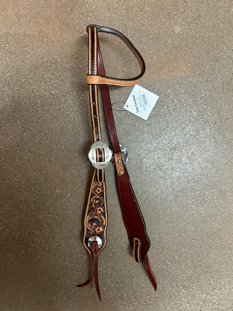 TKWB3203 Headstall 1 Ear w/ Floral Tooling