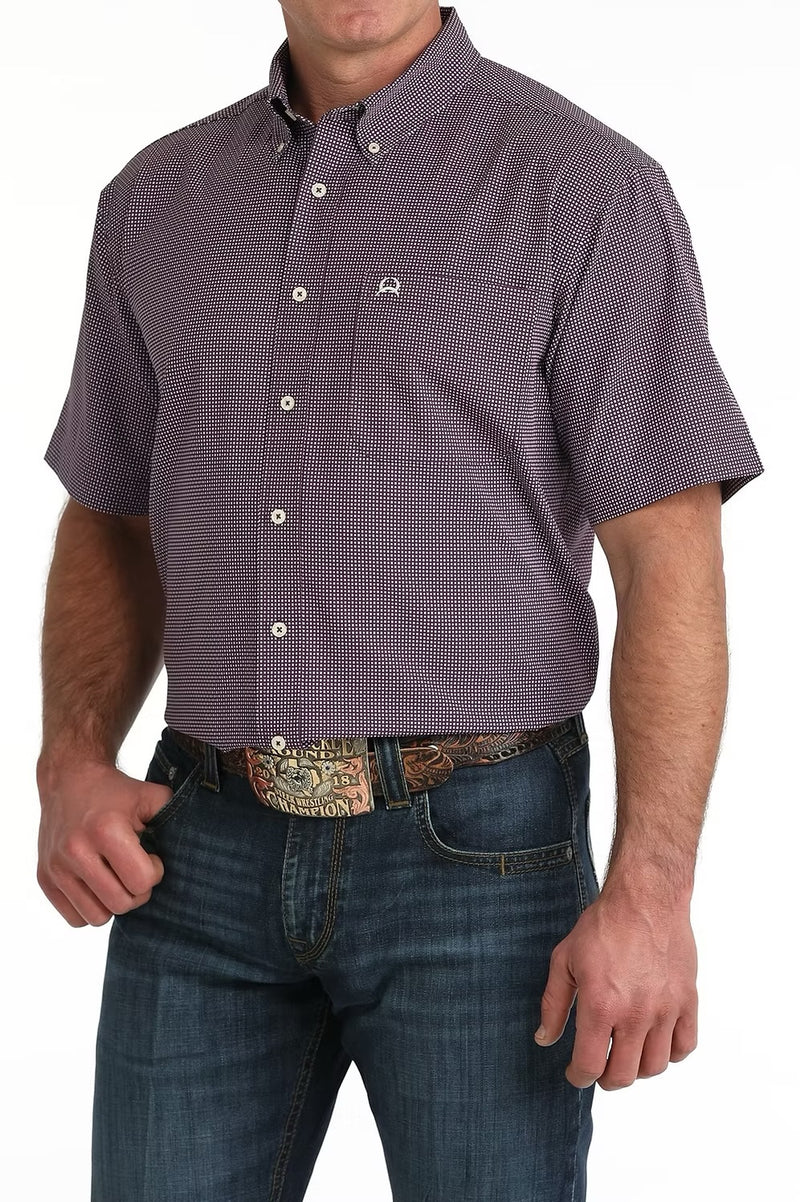 CLMTW1704162 PUR Mens Cinch S/S Shirt Arenaflex Print "Deep Purple"