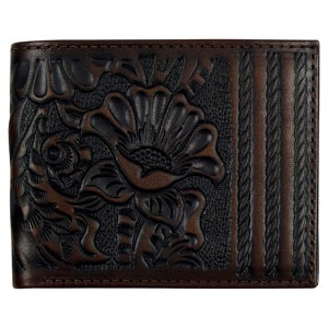 BG2512391389 Justin Bifold Wallet Brown w/ Floral Tooling