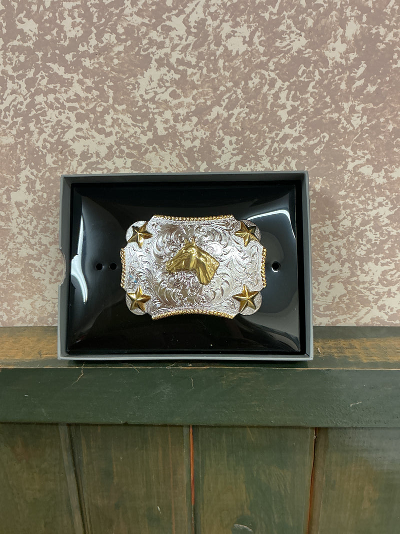 BG3603207 Youth - Rectangular Buckle -Horse Head w/Stars