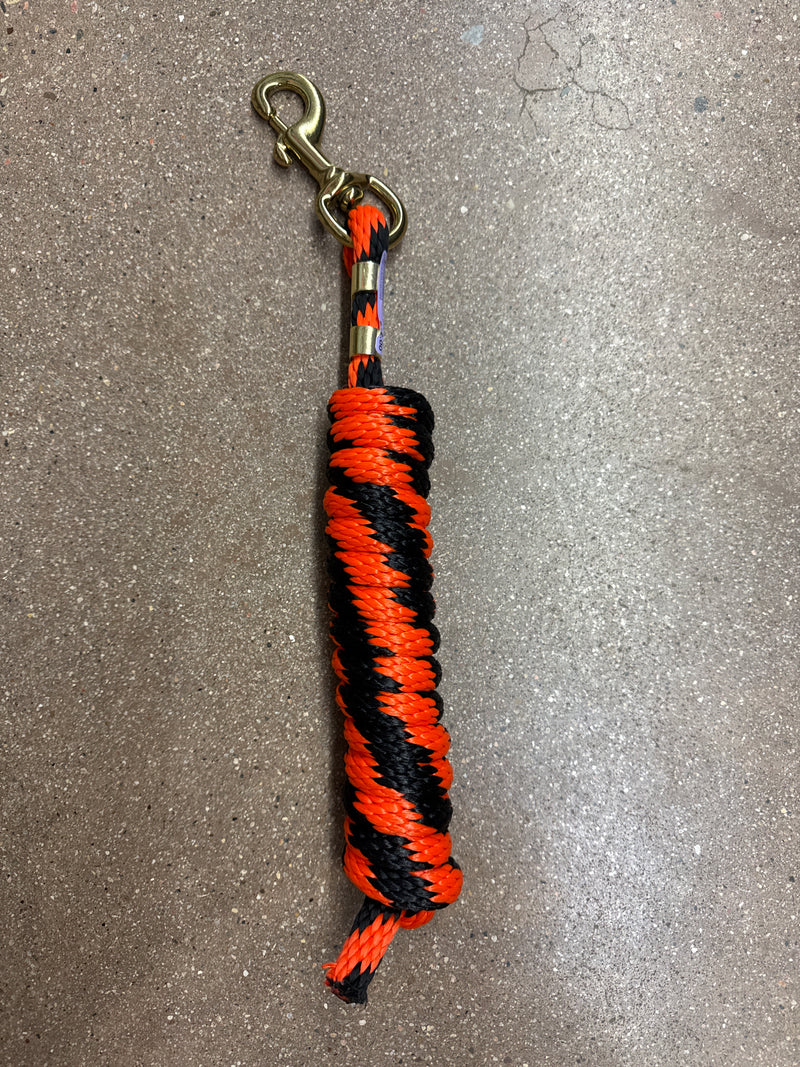 TKLR3940-ORG/BLK Lead Rope Nylon 10'w/Heavy Brass Bolt Snap