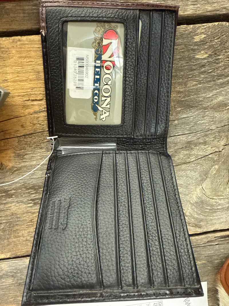 BGN5000046902 Bifold Wallet Brown W/ Floral Overlay