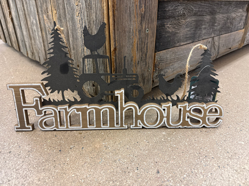 BG87-396132 Wall Hanging Farmhouse/Tractor