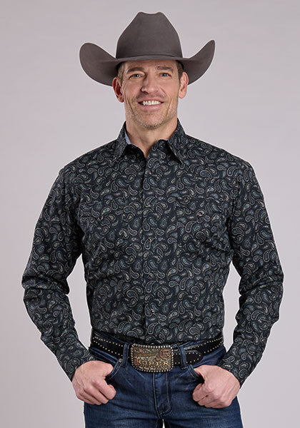 CL03-001-0064-0730 Mens L/S Shirt Roper Paisley Print
