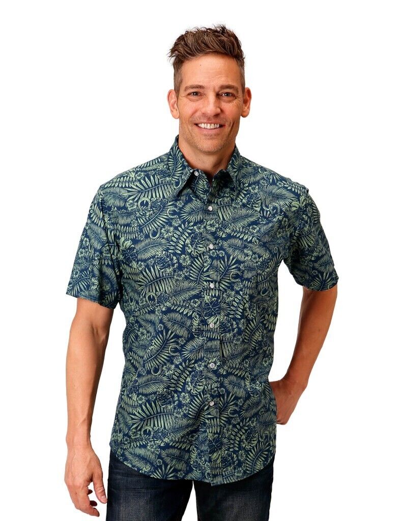 CL03-002-0064-0465 Men's Roper Shirt S/S Hawaiian - Lucky Tropical