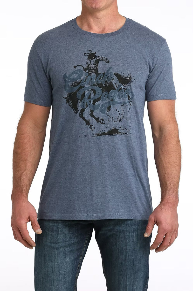 CLMTT1690711 Mens Cinch Tshirt Bucking Horse Logo- Blue