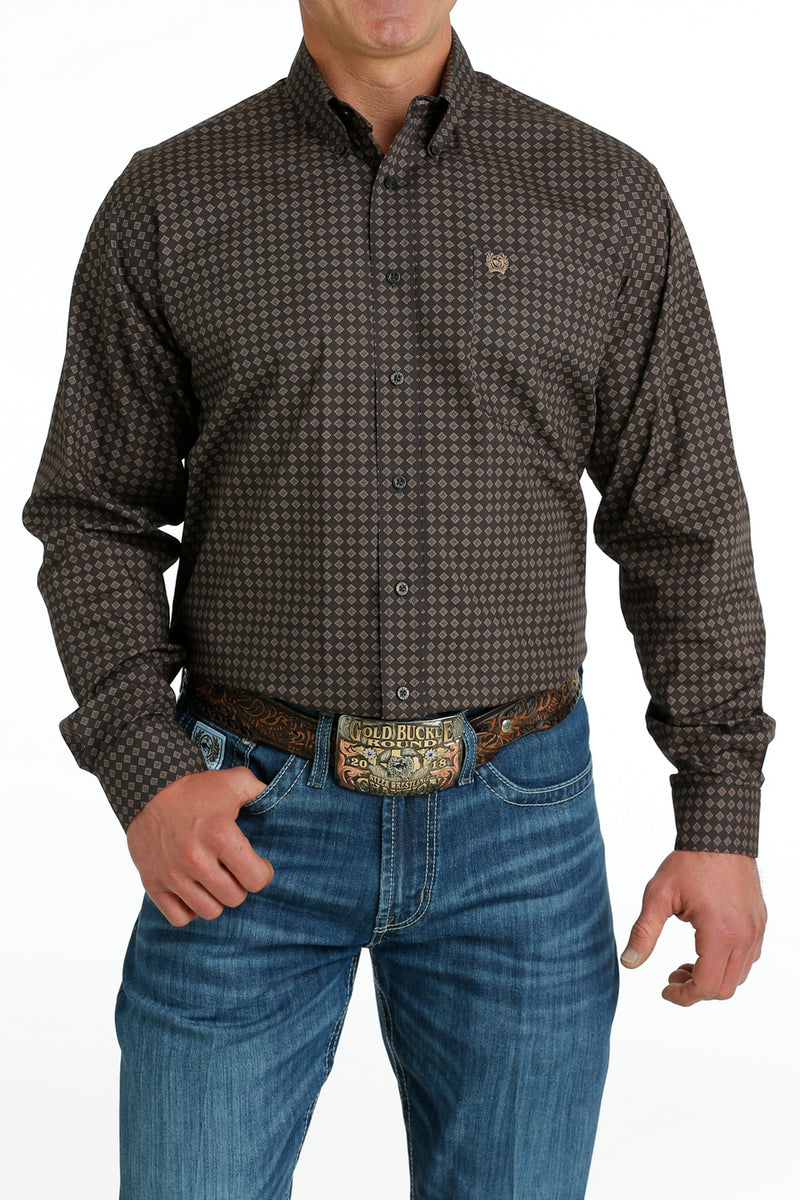 CLMTW1105655 Men's Cinch L/S  Button Diamond Print