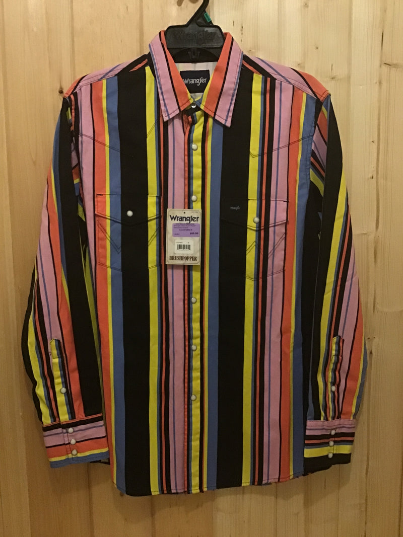 CL112374803 Wrangler Mens Brush Popper- Neon/Black Stripes