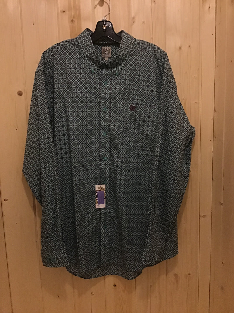 CLMTW1105971 Cinch Men's L/S Button Up- Geo Print Pattern Tur/Pur