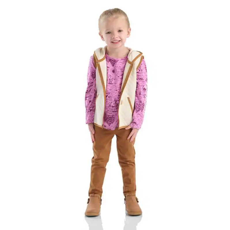 CLCG9960 Carhartt Kids Quilted Vest, L/S Shirt, Leggings Set