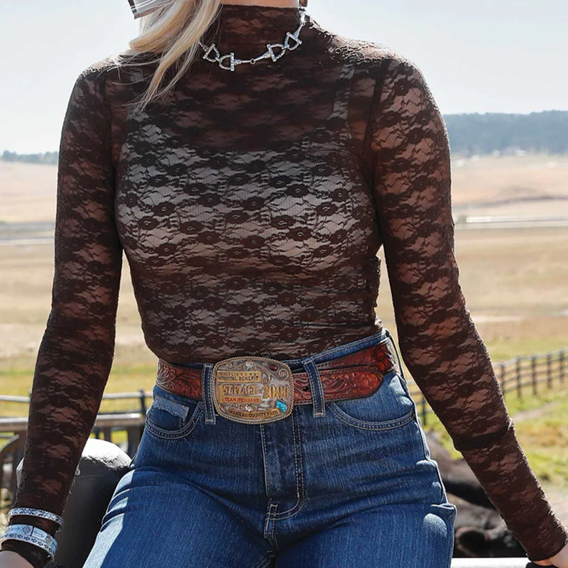 CLCTK7485002 Cruel Girl L/S Lace Top