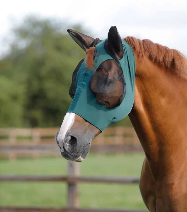 TKPCCFM200-Horse-D Grn/Bk Fly Mask Comfort Fit Lycra w/Ears