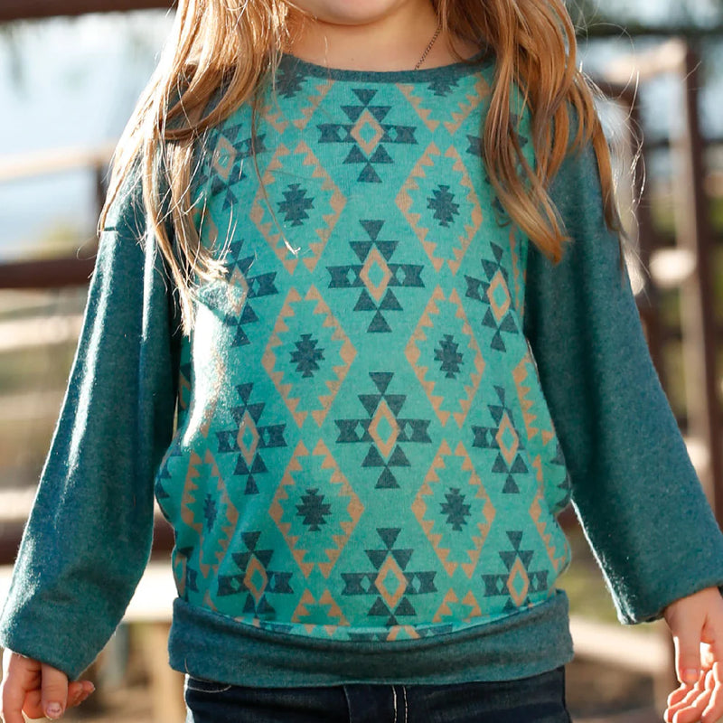 CLCTK8850001-Turq Cruel Girl Kids - Aztec Sweater
