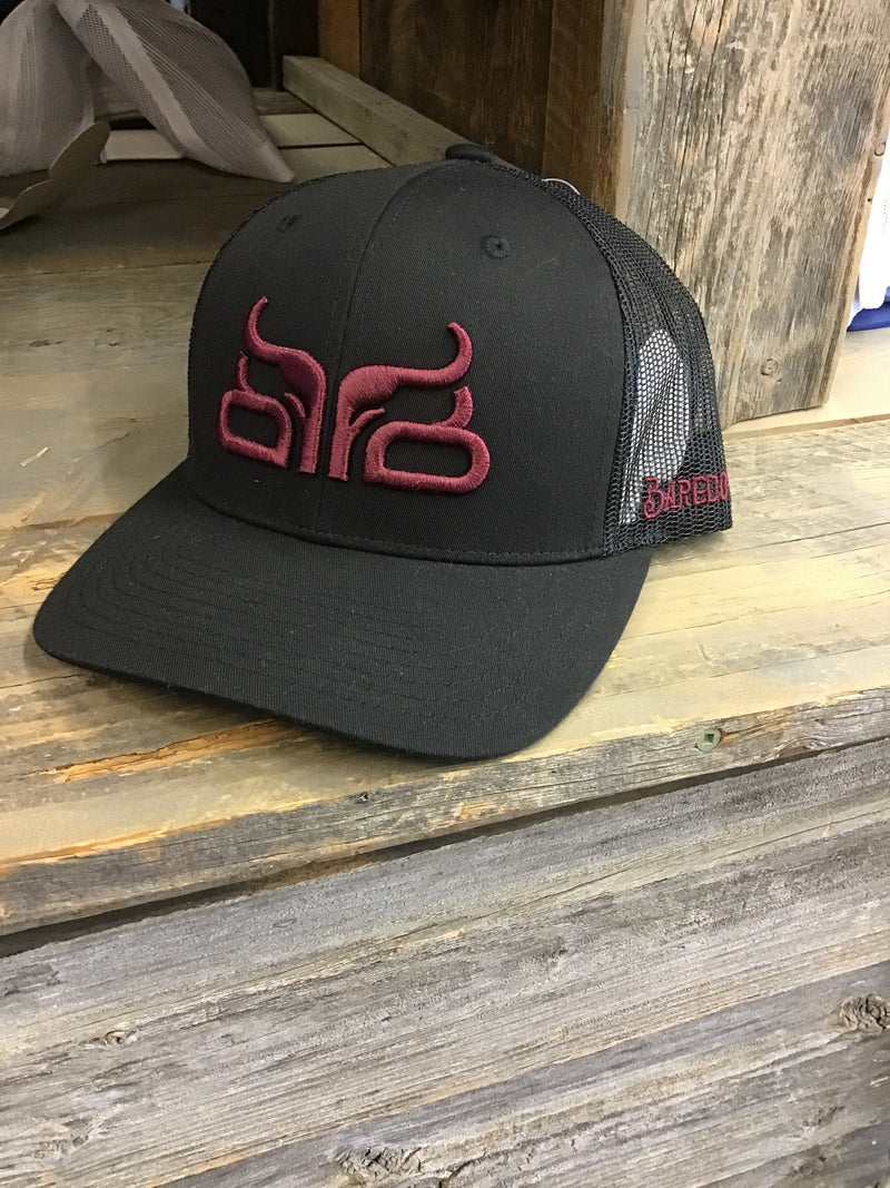 CLCAP4--Blk/Wine Baredown Cap Raised Logo