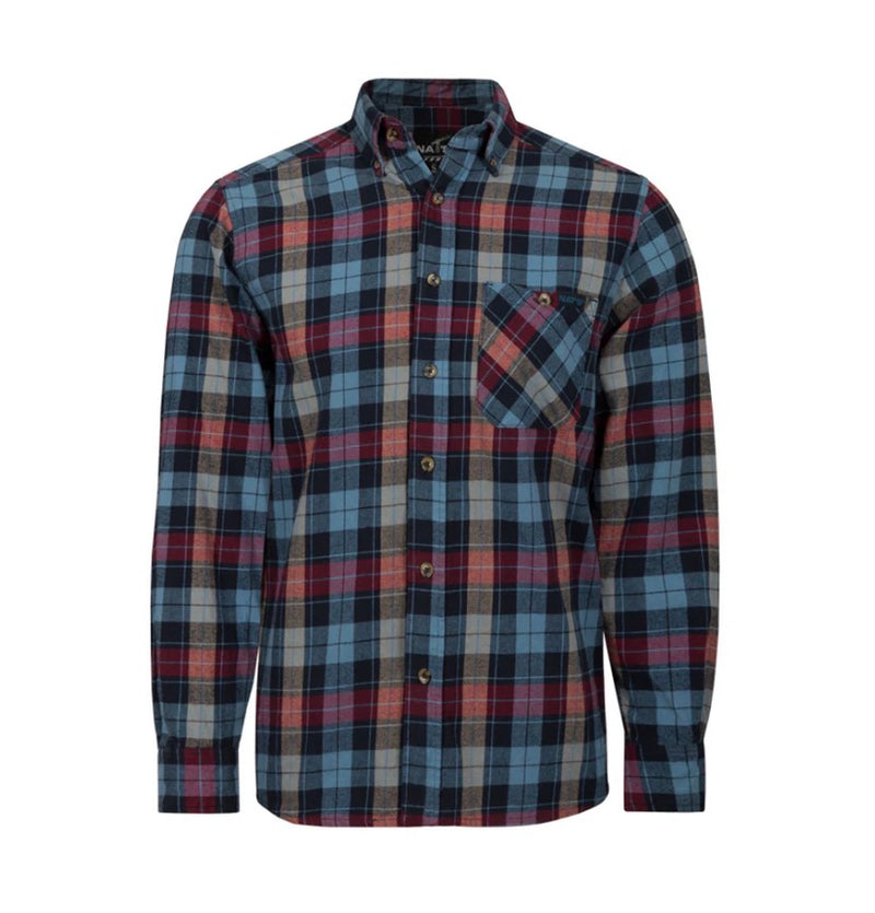 CLWK471-M-Blue Nats Men's Plaid Flannel Shirt