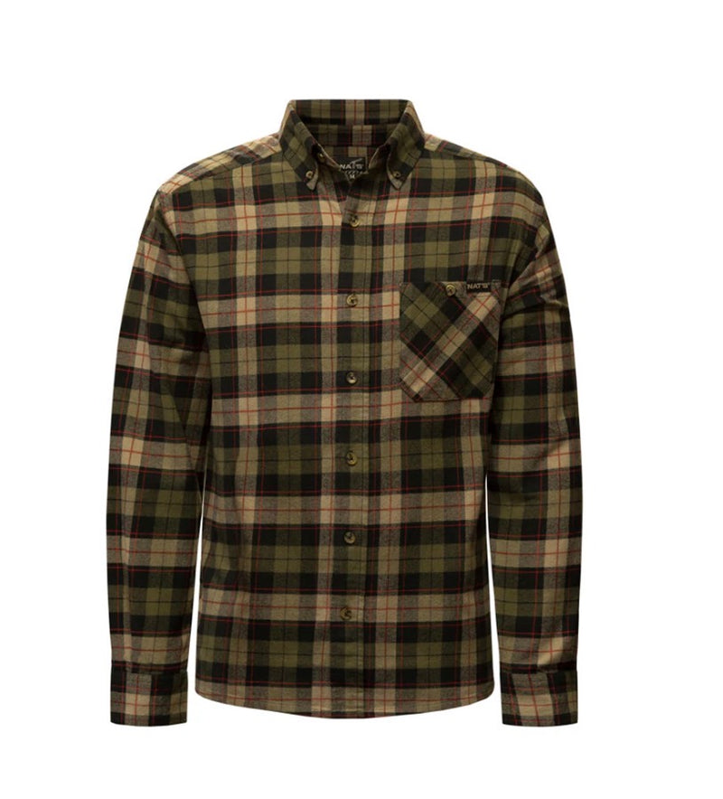 CLWK471-M-Khaki Nats Men's Plaid Flannel Shirt