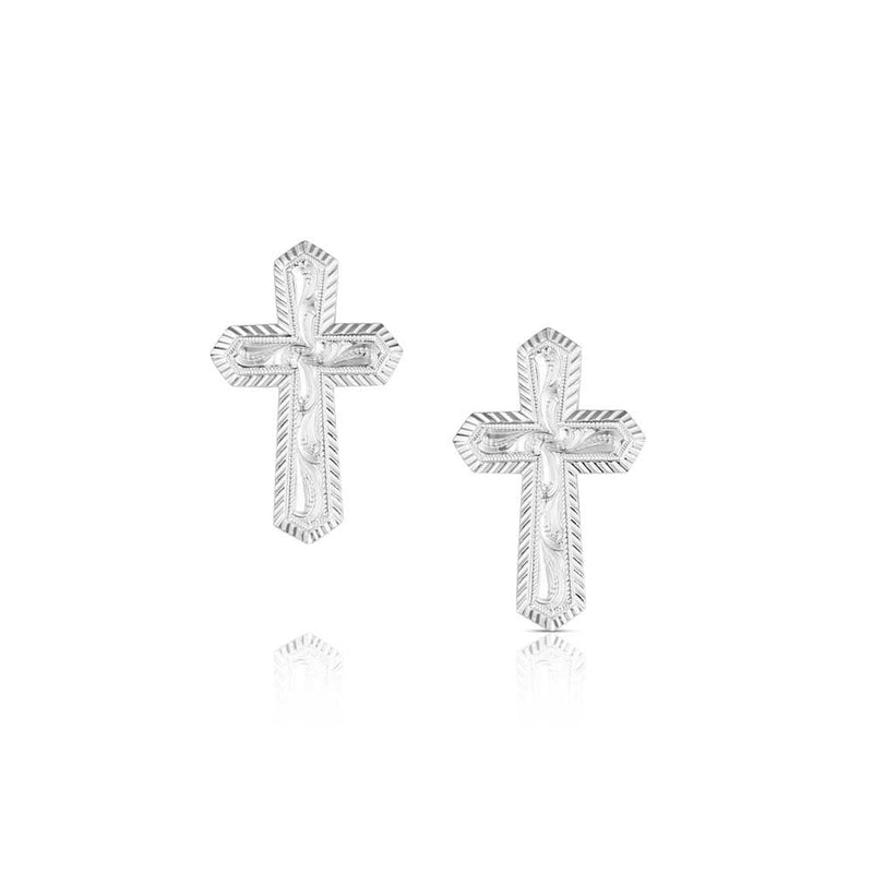 BGER6583 Earrings - Silver Cross