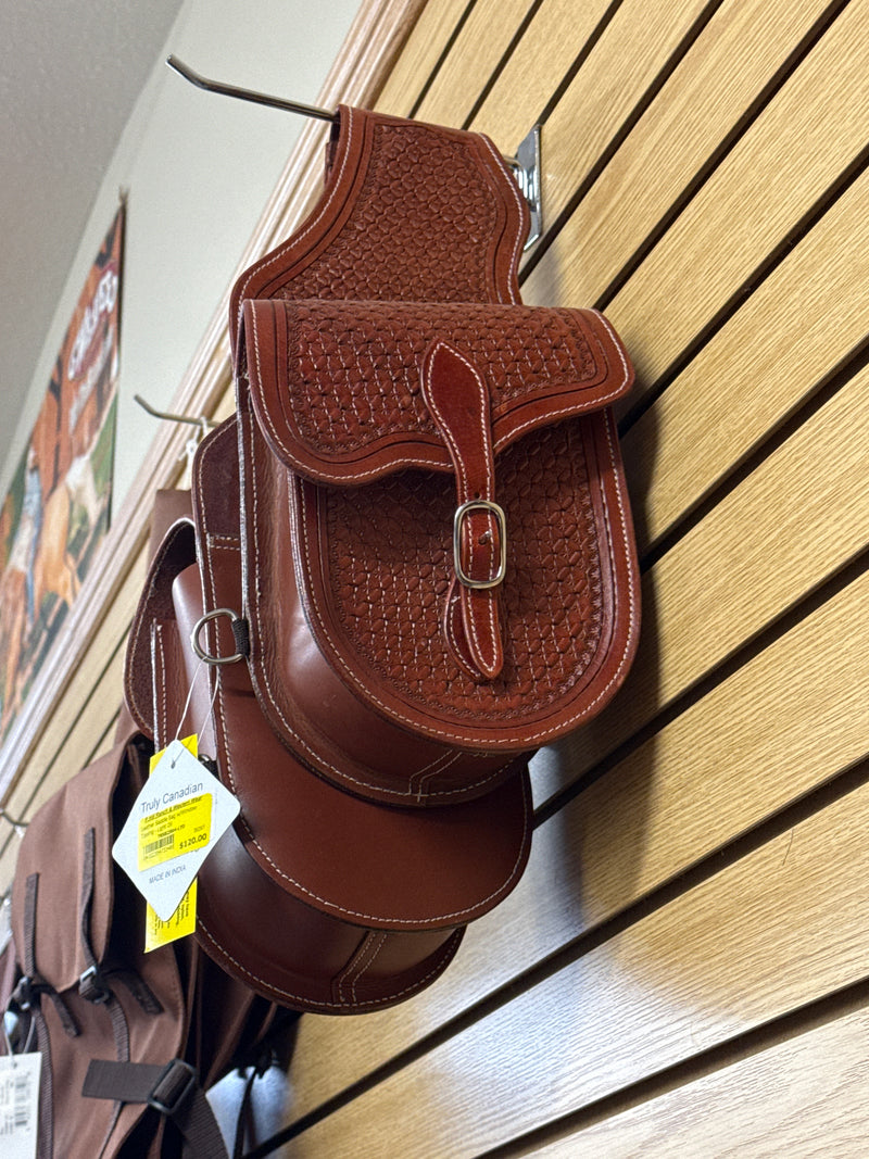 TKSB2504-LTO Leather Saddle Bag w/Window Tooling - Light Oil