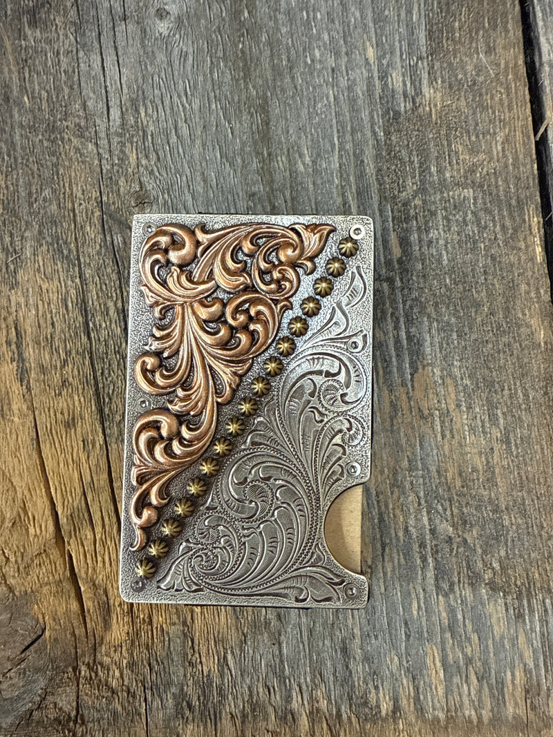 BGD250016197 Bronze and Silver Metal Card Holder w/ Money Clip