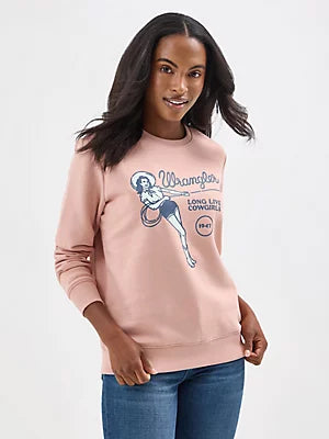 CL112354458 Wrangler Ladies Crewneck- Long Live Cowgirls