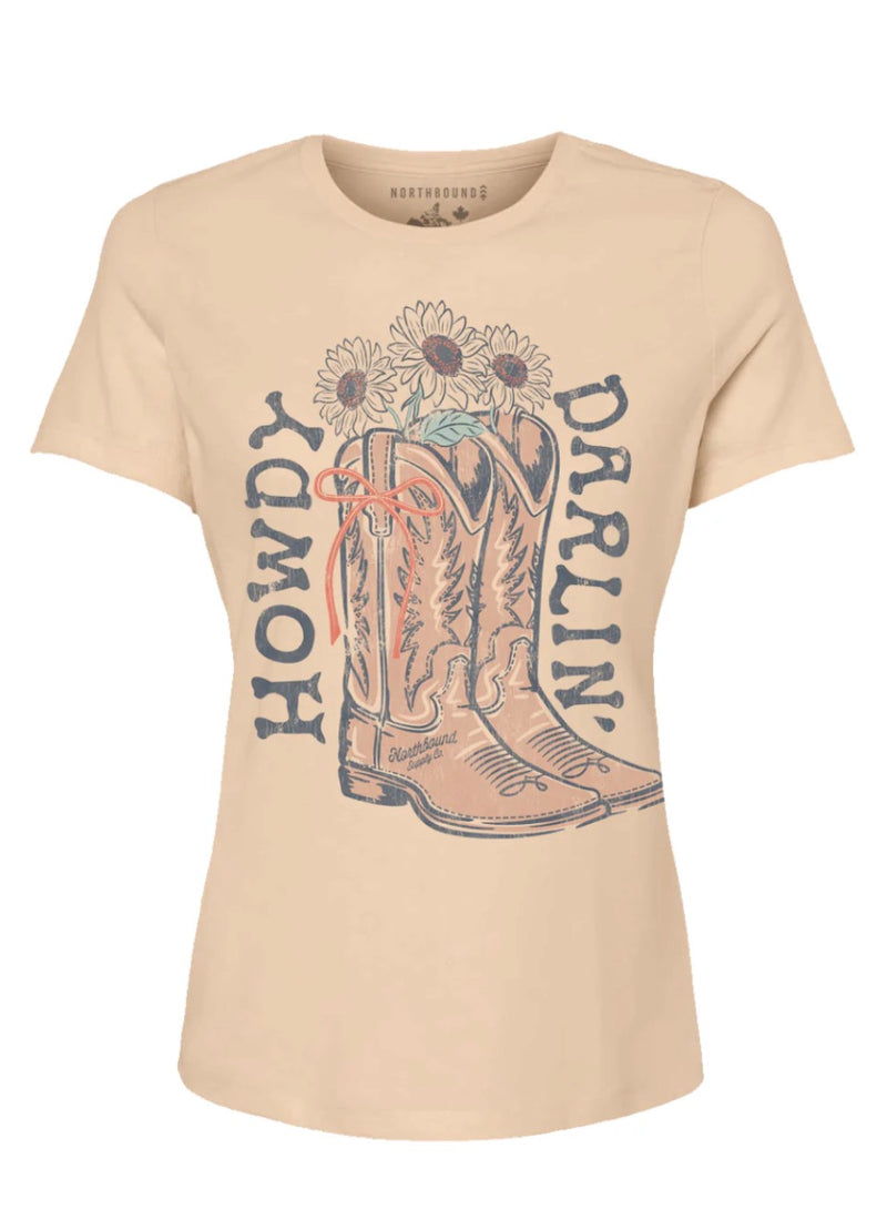 CLNB0379 Ladies Howdy Darlin' T-Shirt- Tan
