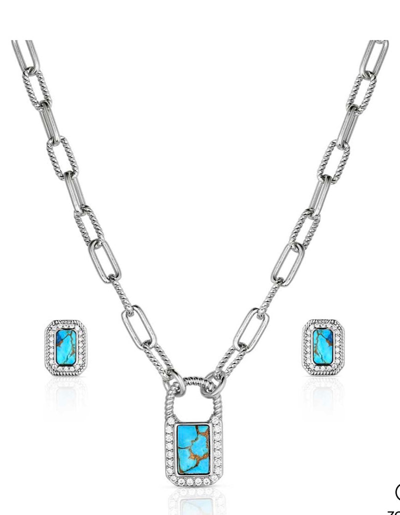 BGJS6372 Jewellery Set - Tuquiose Glam