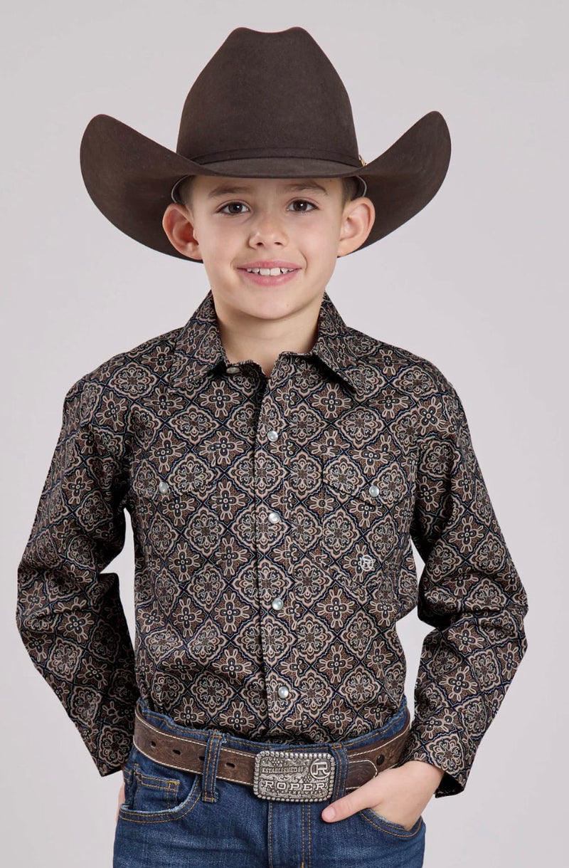 CL03-020-0225-6034 Boys Roper L/S Shirt- Bronze Medallion