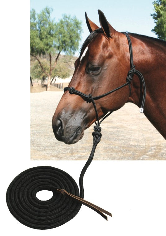 TKHR-AVG-Black Halter Rope w/ 10' Lead