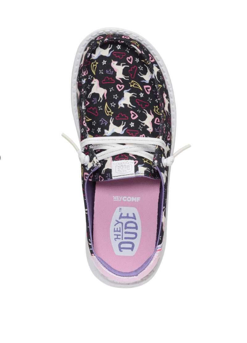 CL45132-0C4 Hey Dude Kids- Wendy Y Funk- Unicorn Stars- Black Multi