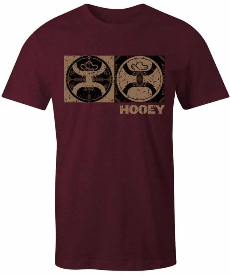 CLHT1709MA-XL Men's Hooey T-Shirt - Cranberry w/Blk/Brn Logo