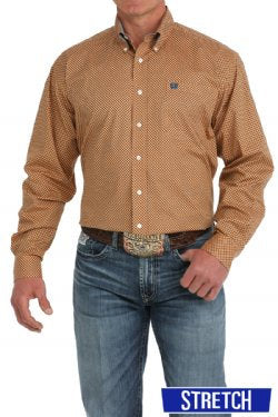 CLMTW1105980 Cinch Men's L/S Button Up- Small Geo Pattern