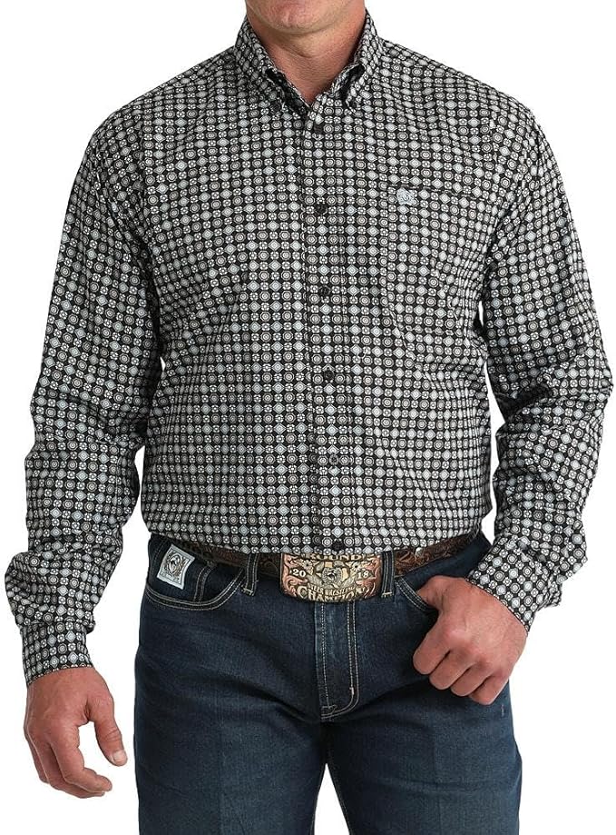 CLMTW1106002 Men's Cinch L/S Button- Flower and Diamond Print