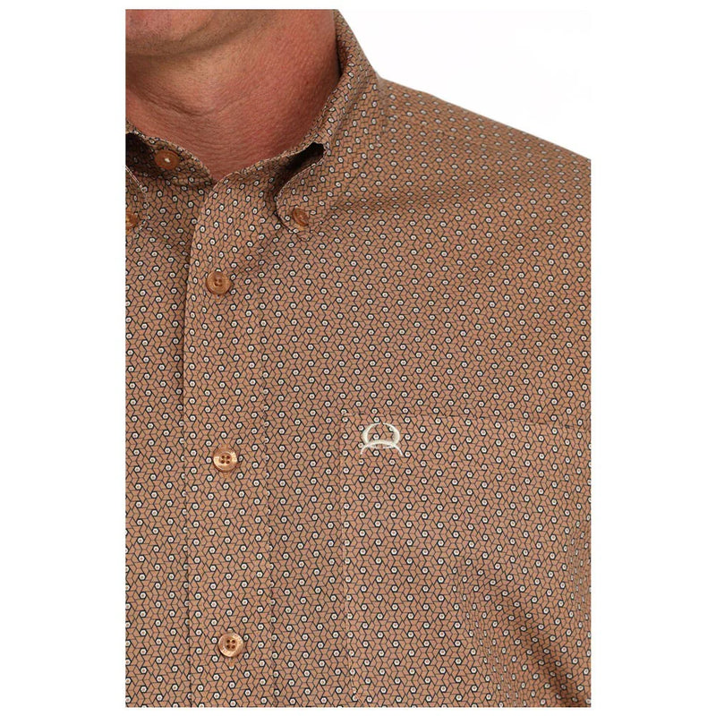 CLMTW1704147-S-Brown Mens Cinch S/S Shirt Arenaflex Print