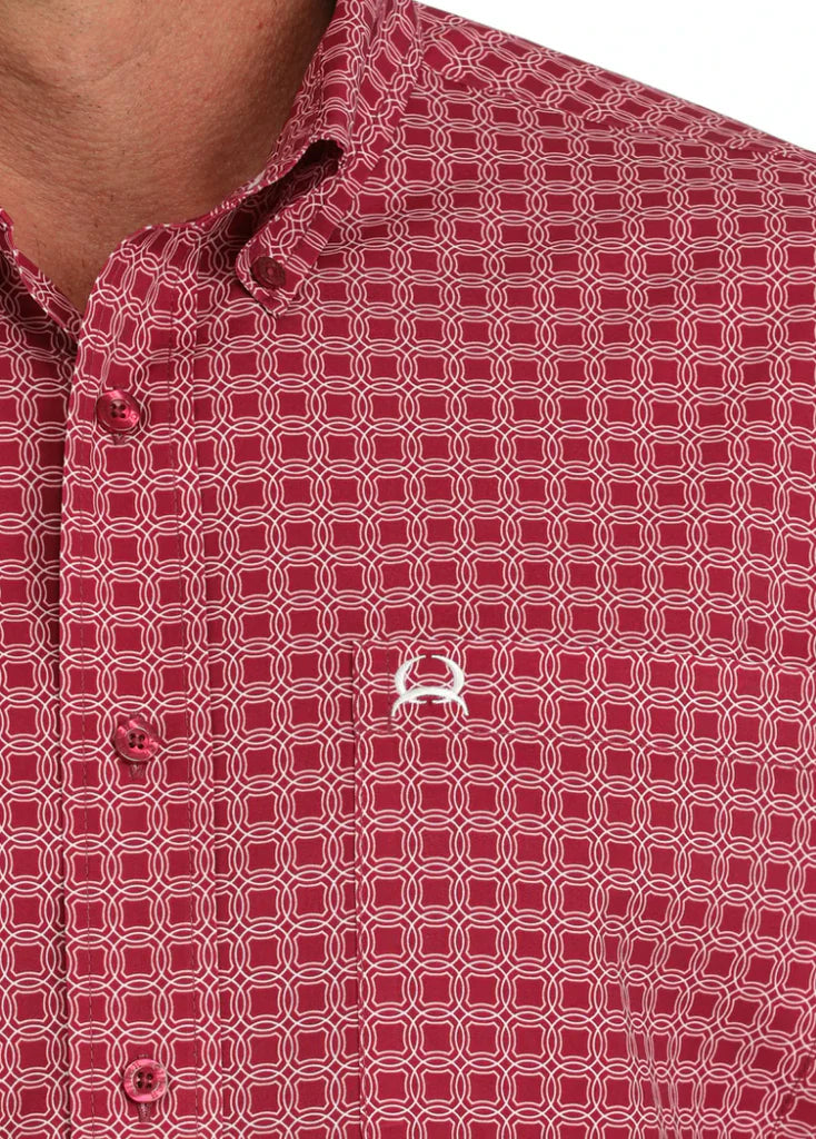 CLMTW1704151-S Cinch Mens S/S Shirt Arena Flex Geo Print - Drk Pnk