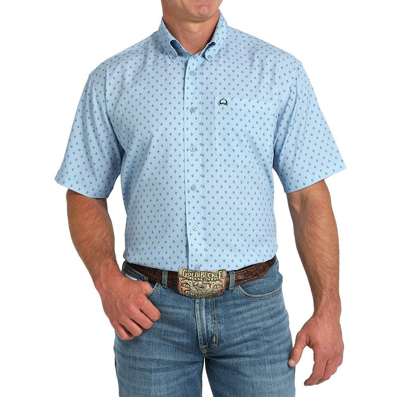 CLMTW1704152-M Mens Cinch S/S Shirt Arenaflex Print - Lt Blue