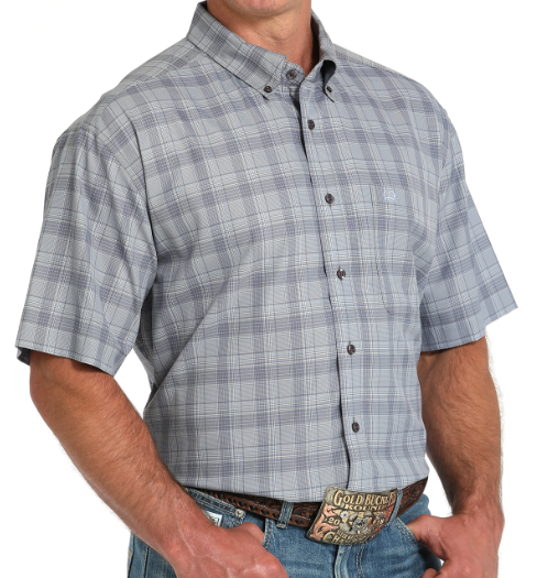 CLMTW1704153 Shirt S/S Cinch Arenaflex Plaid - Grey