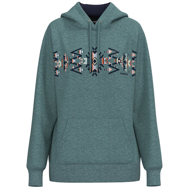 CLHH1352-Blue Hooey Ladies Legendary Hoodie w/ Aztec