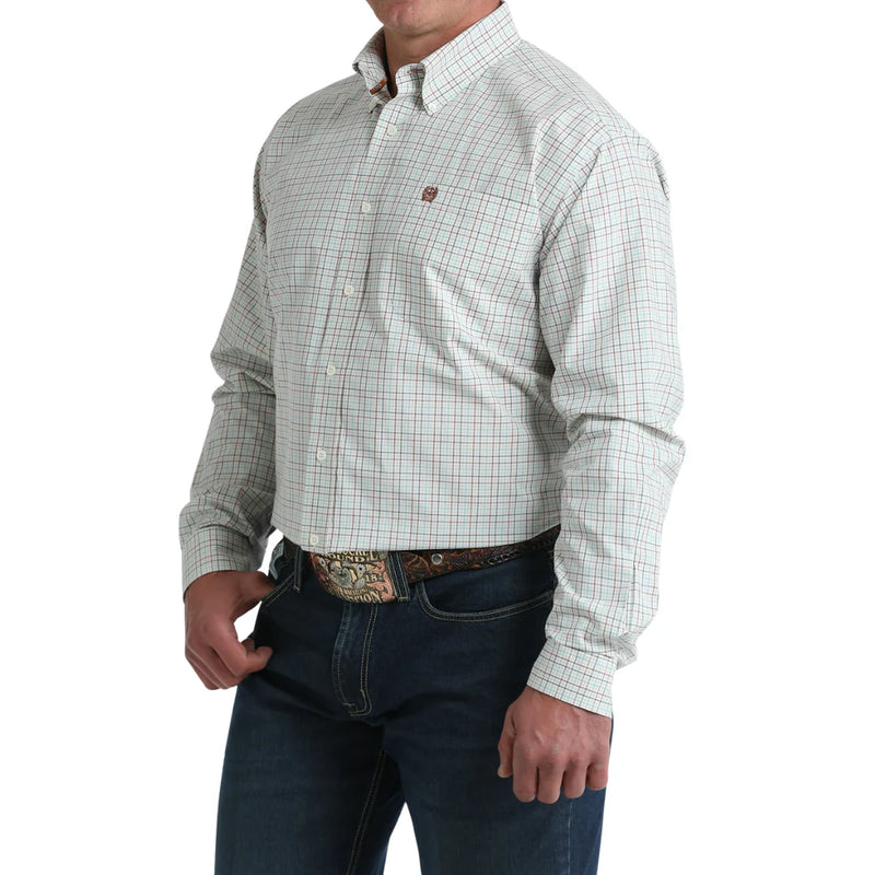 CLMTW1106035 Cinch Men's L/S Button up- Cream Plaid