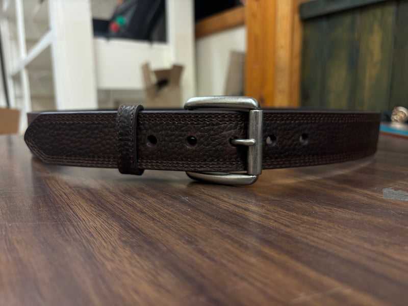 CLA10004630-46 Belt 1 1/2" Triple Stitch Rough Brown