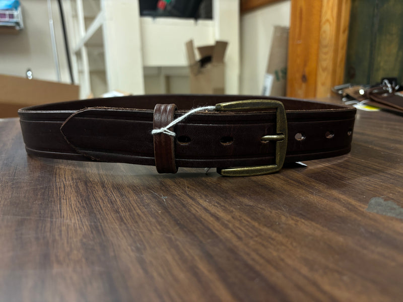 CLBELT-T1E-32"-Brown Men's Plain Leather Belt