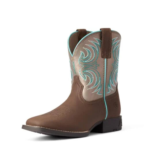CL10038443-6-Teal/Brw Ariat Youth Wide Square Toe Boot "Storm"