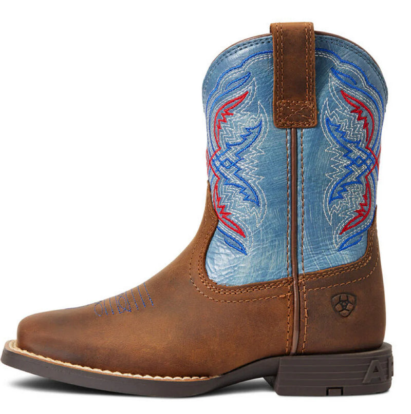 CL10040247-6-Blu/Red Ariat Youth Wide Square Toe Boot "Double Kicker"