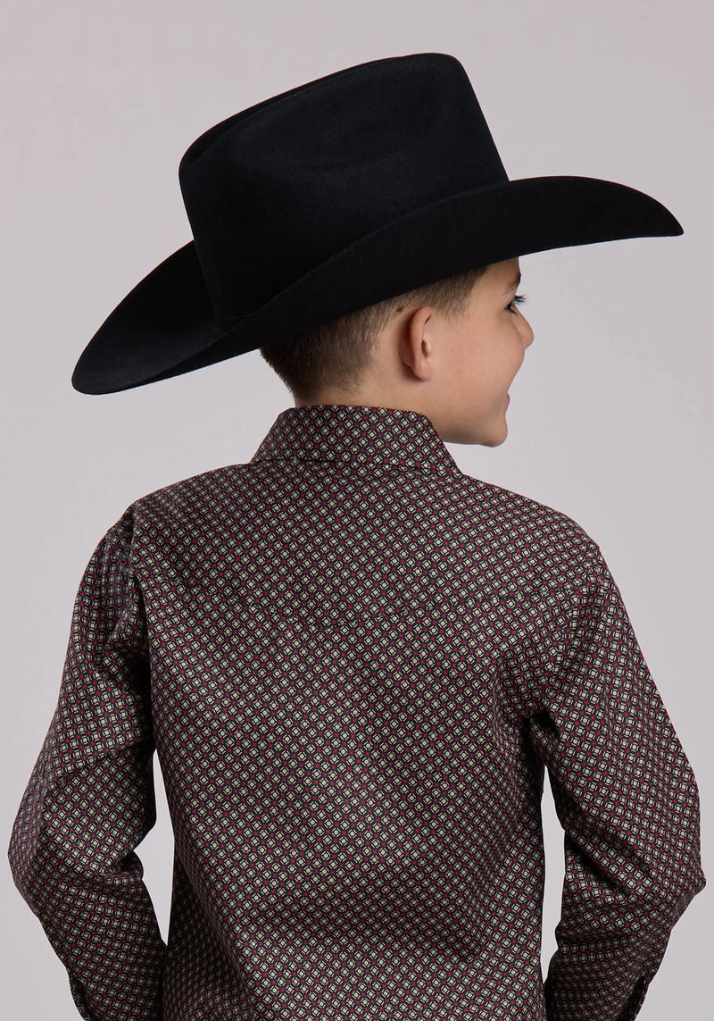 CL03-030-0225-1019 Boys Roper Shirt L/S Snap - Star Geo Print